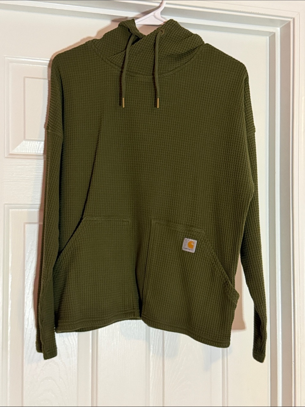 Carhartt Olive Waffle-Knit Hooded Pullover